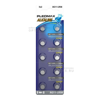 Элемент питания SAMSUNG PLEOMAX AG11 (361) LR721, LR58 Button Cell (10/100/1000/98000)