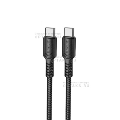 Кабель Type-C to Type-C BOROFONE BX116 Certain, 1.0м, 3A, PD60W, ткань, цвет: черный (1/360)