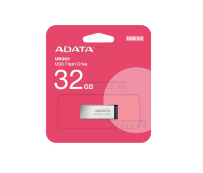 Флешка USB 32Gb ADATA UR350, USB 3.2 gen.1, металл, черный, серый